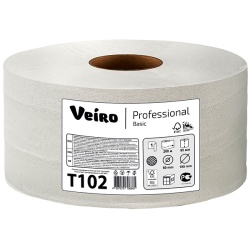 картинка T102 Veiro Professional Basic Туалетная бумага в средних рулонах 1сл, 200м (12шт/кор) от магазина Одежда+